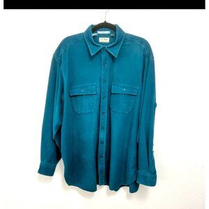 Vtg LL Bean Chamois 100% Cotton Flannel Button Up Shirt‎ Sz 18 T 2XL Made in USA